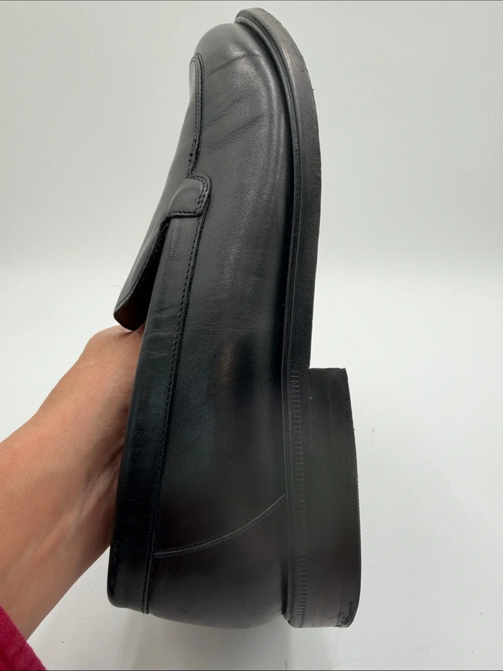 COLE HAAN sz8.5M Black Leather Smooth Loafers MADE IN USA FULL LEATHER